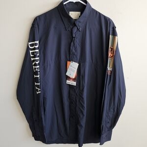 NWT Beretta Long Sleeve Vented Buzzi Shooting Shirt - Navy Blue - Size Medium